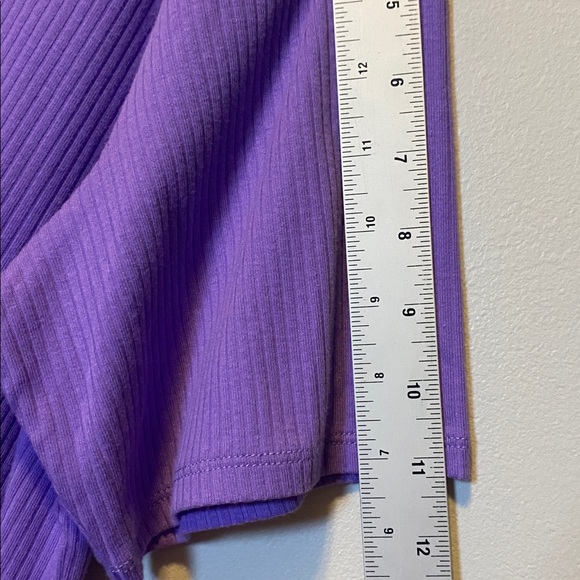 Talbots Lace Trim V-Neck Tee NWT Women’s 2X Purple Short Sleeve Ribbed Shirt - Picture 13 of 13